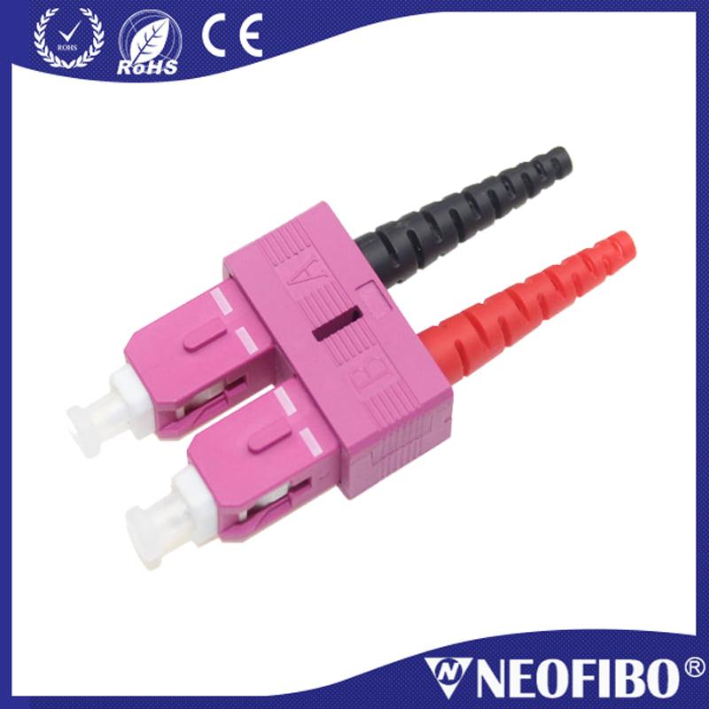 sc upc connector-Magenta ceramic ferrule multi mode duplex fiber optic OM4 connector
